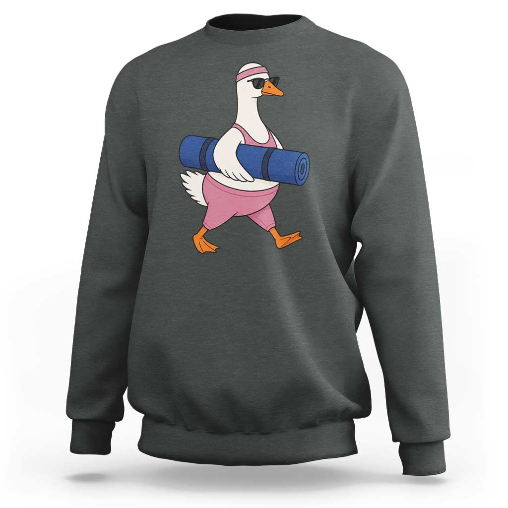Yoga Goose Carrying Mat Sweatshirt Funny Yogi Workout Fitness Graphic