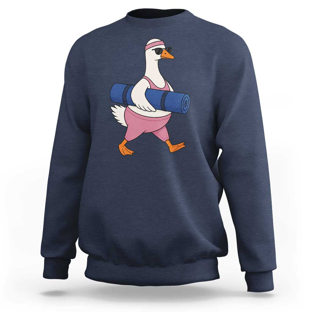 Yoga Goose Carrying Mat Sweatshirt Funny Yogi Workout Fitness Graphic
