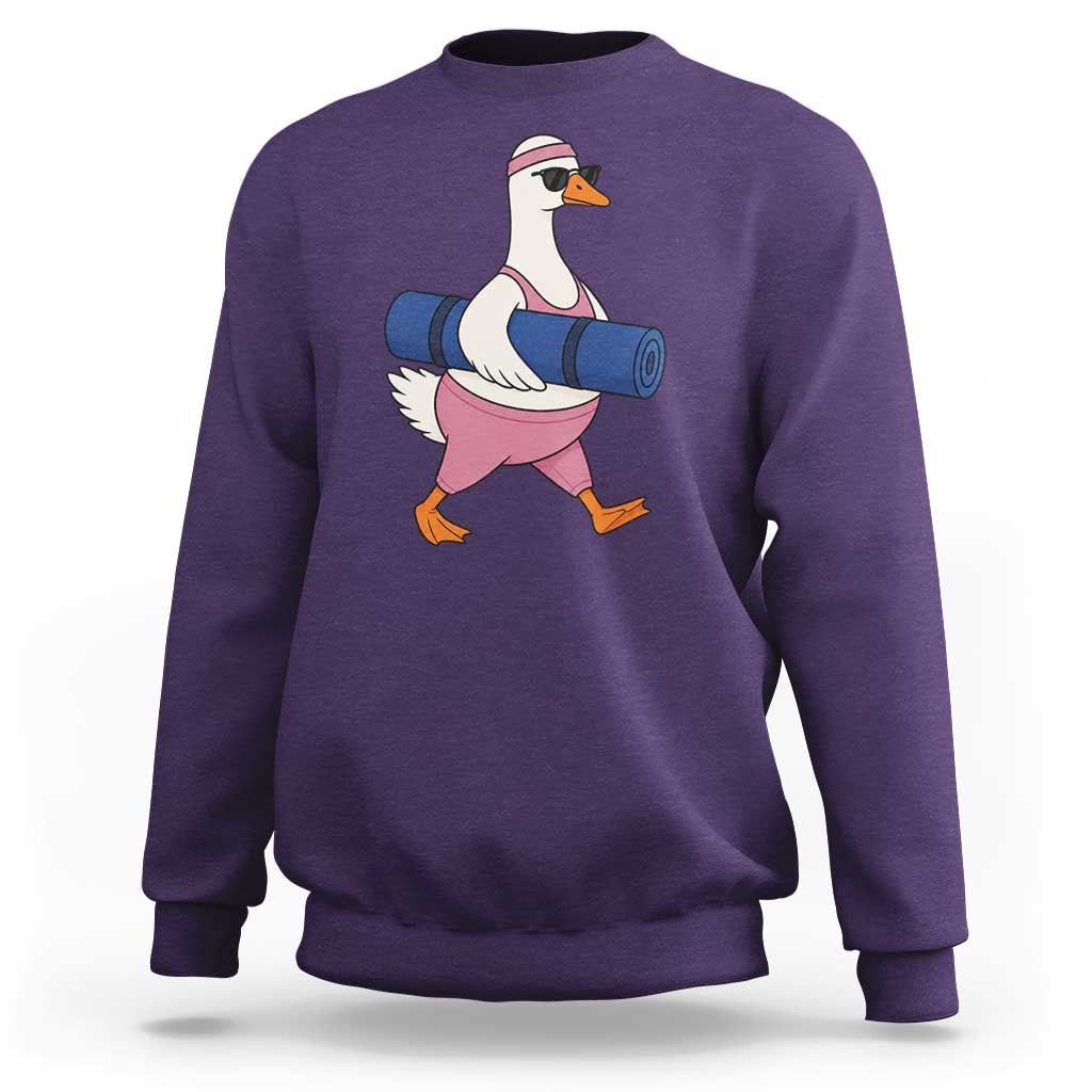 Yoga Goose Carrying Mat Sweatshirt Funny Yogi Workout Fitness Graphic