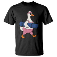 Yoga Goose Carrying Mat T Shirt Funny Yogi Workout Fitness Graphic