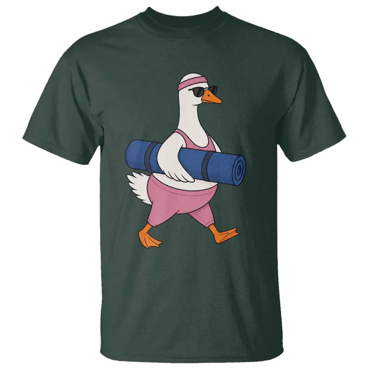 Yoga Goose Carrying Mat T Shirt Funny Yogi Workout Fitness Graphic