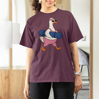 Yoga Goose Carrying Mat T Shirt For Women Funny Yogi Workout Fitness Graphic