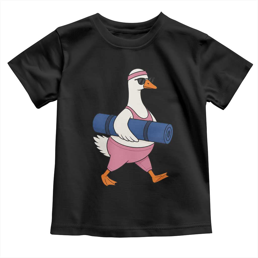 Yoga Goose Carrying Mat Toddler T Shirt Funny Yogi Workout Fitness Graphic