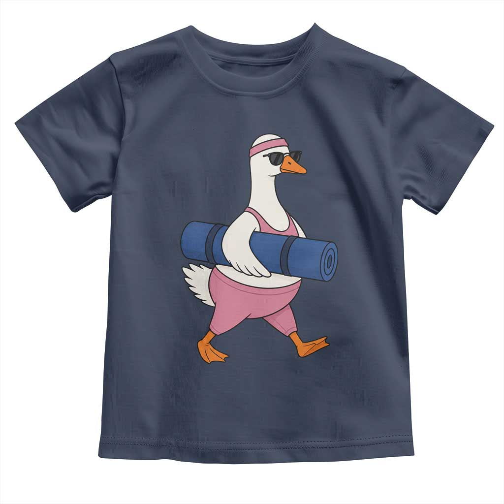 Yoga Goose Carrying Mat Toddler T Shirt Funny Yogi Workout Fitness Graphic