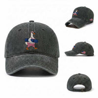 Yoga Goose Carrying Mat Washed Cotton Baseball Cap Funny Yogi Workout Fitness Graphic