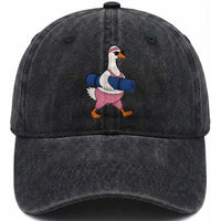 Yoga Goose Carrying Mat Washed Cotton Baseball Cap Funny Yogi Workout Fitness Graphic