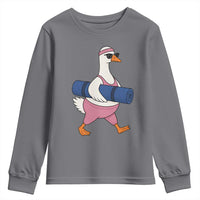 Yoga Goose Carrying Mat Youth Sweatshirt Funny Yogi Workout Fitness Graphic