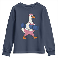 Yoga Goose Carrying Mat Youth Sweatshirt Funny Yogi Workout Fitness Graphic