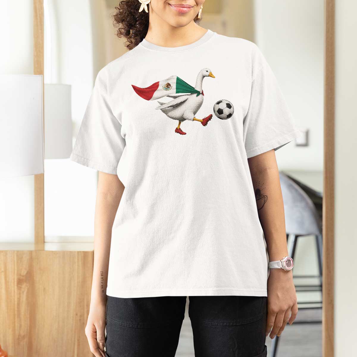 Mexico Soccer Goose T Shirt For Women Mexico Futbol Fan
