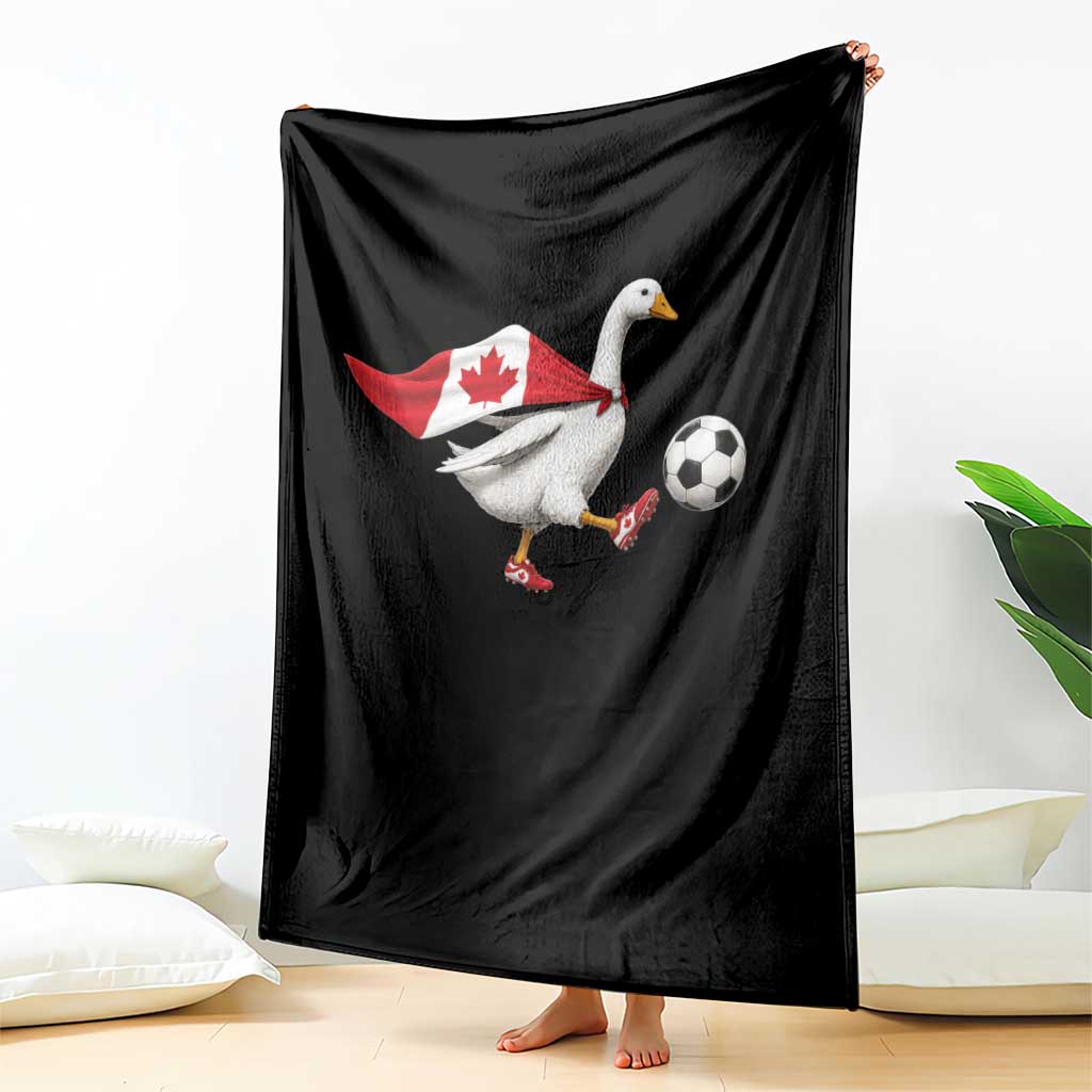 Canada Soccer Goose Throw Blanket Canadian Flag Patriotic Football Fan Graphic
