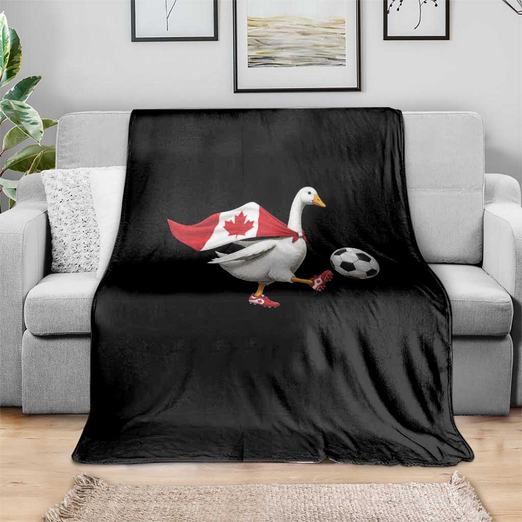 Canada Soccer Goose Throw Blanket Canadian Flag Patriotic Football Fan Graphic