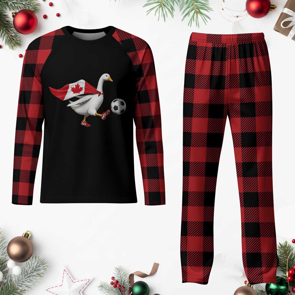 Canada Soccer Goose Plaid Pajama Set Canadian Flag Patriotic Football Fan Graphic