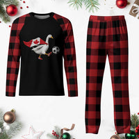Canada Soccer Goose Plaid Pajama Set Canadian Flag Patriotic Football Fan Graphic