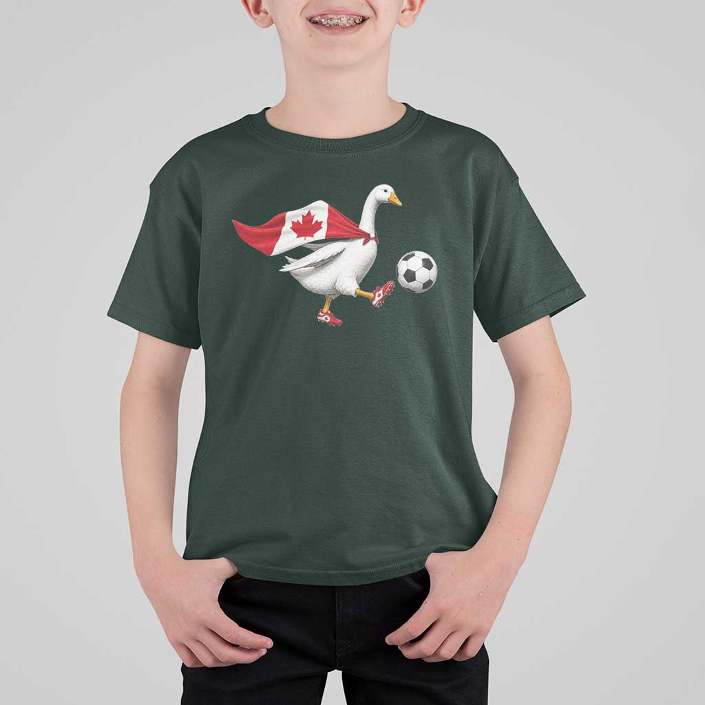Canada Soccer Goose T Shirt For Kid Canadian Flag Patriotic Football Fan Graphic