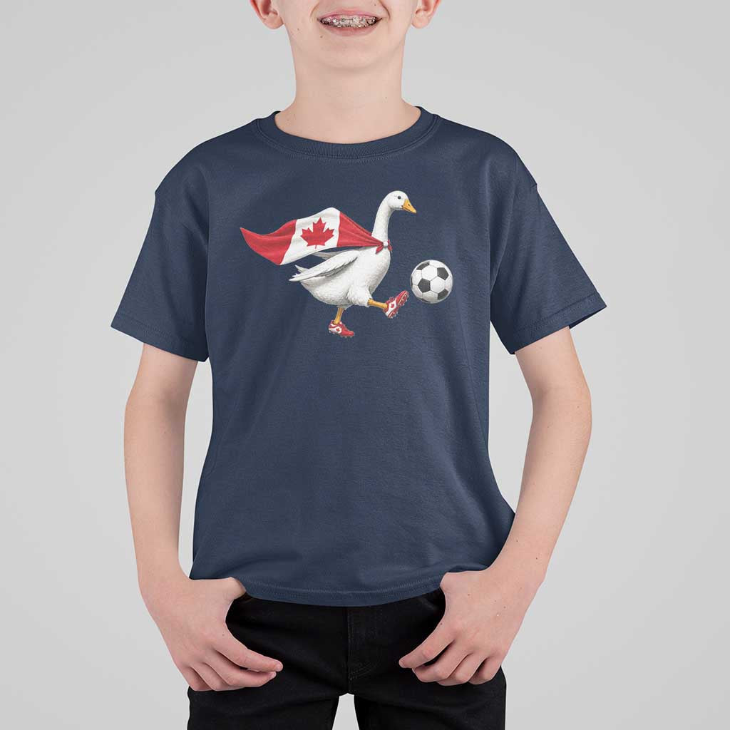 Canada Soccer Goose T Shirt For Kid Canadian Flag Patriotic Football Fan Graphic