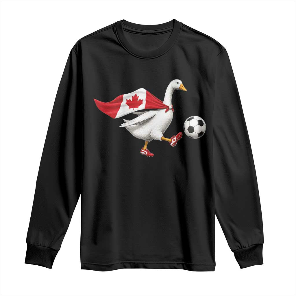 Canada Soccer Goose Long Sleeve Shirt Canadian Flag Patriotic Football Fan Graphic