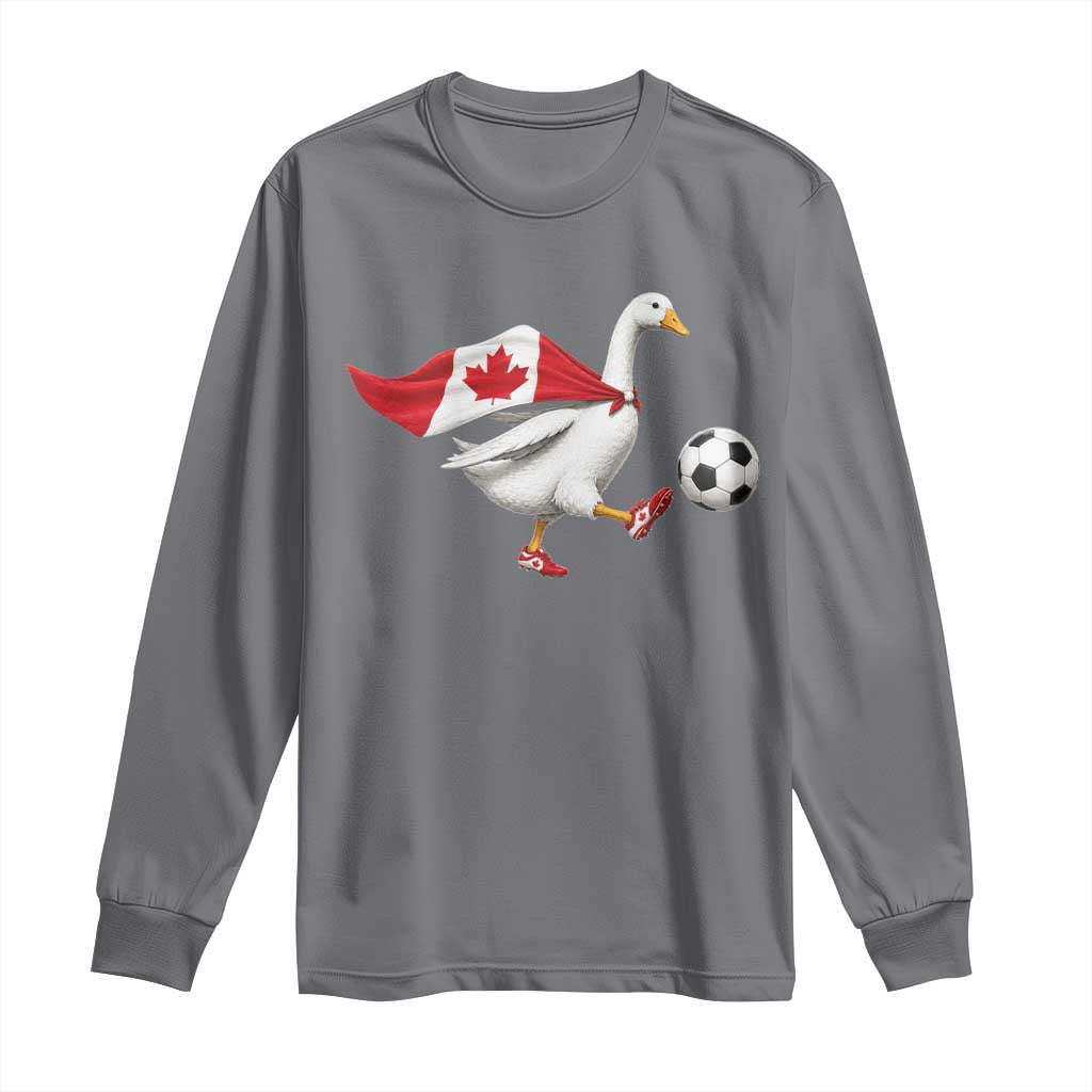 Canada Soccer Goose Long Sleeve Shirt Canadian Flag Patriotic Football Fan Graphic