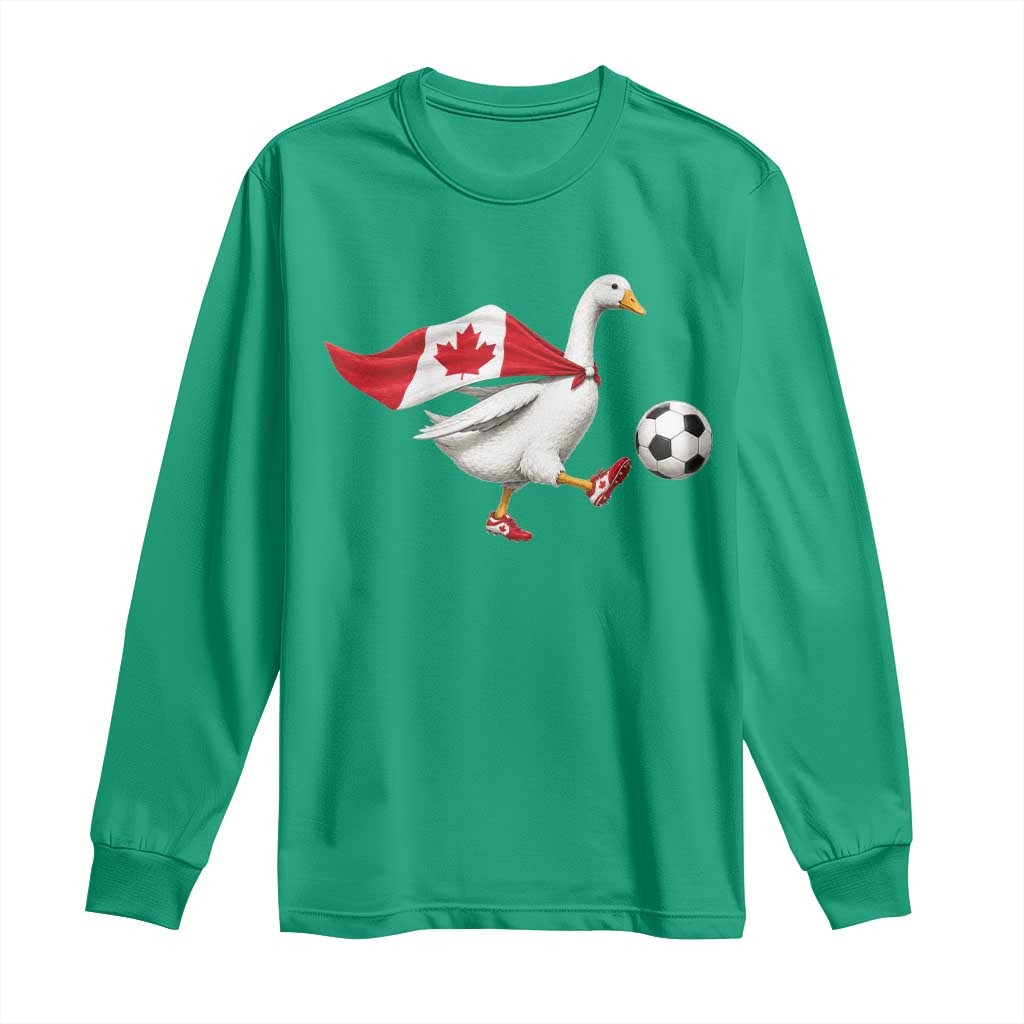 Canada Soccer Goose Long Sleeve Shirt Canadian Flag Patriotic Football Fan Graphic