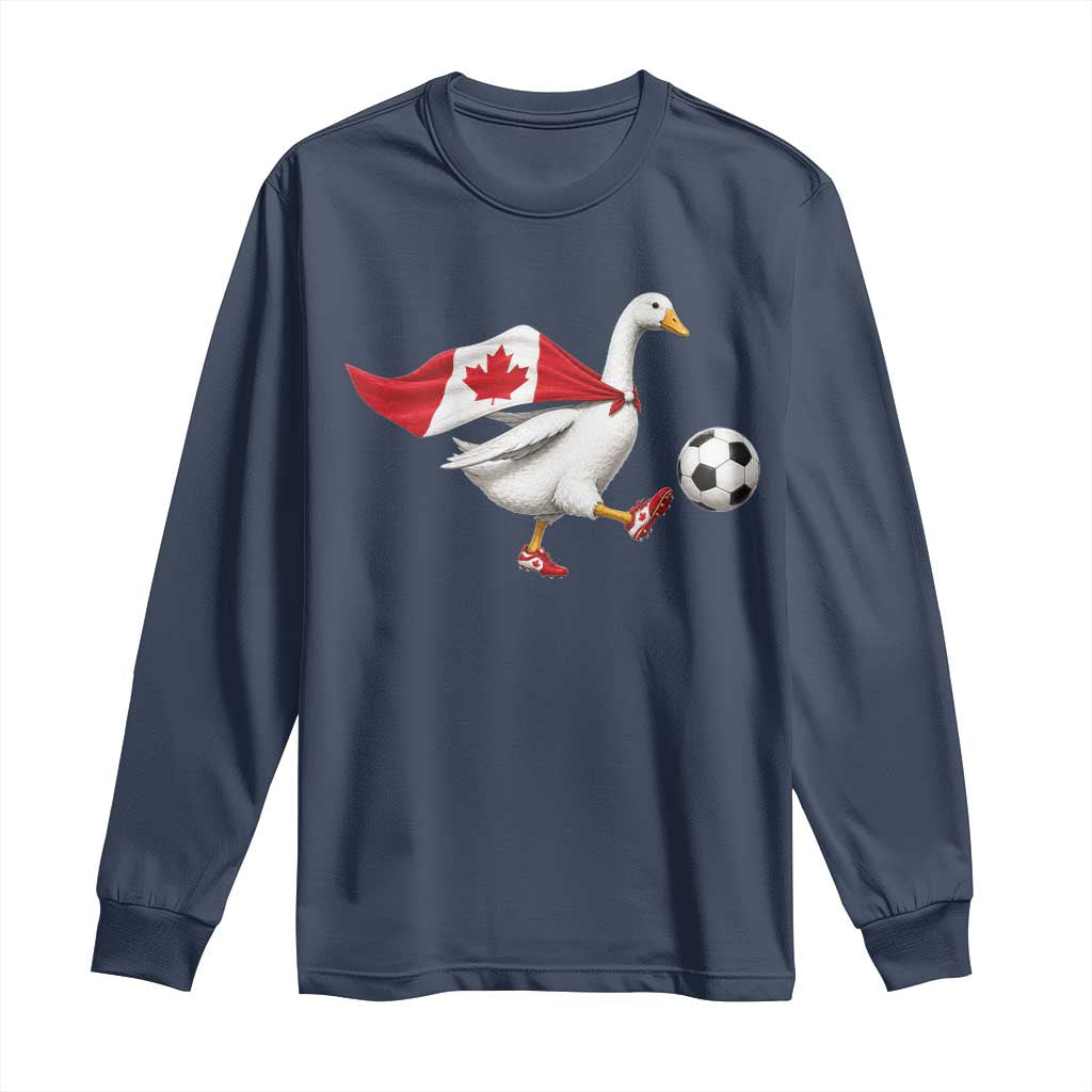 Canada Soccer Goose Long Sleeve Shirt Canadian Flag Patriotic Football Fan Graphic