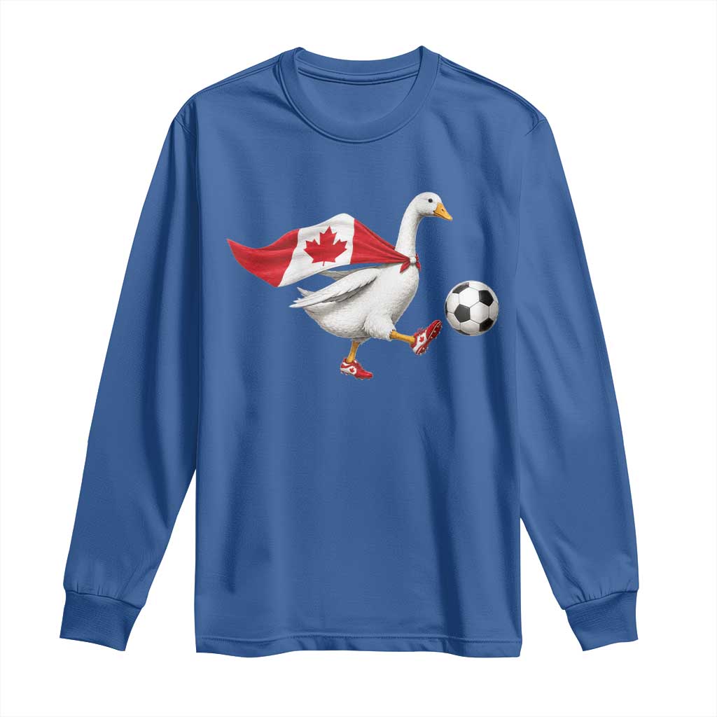 Canada Soccer Goose Long Sleeve Shirt Canadian Flag Patriotic Football Fan Graphic