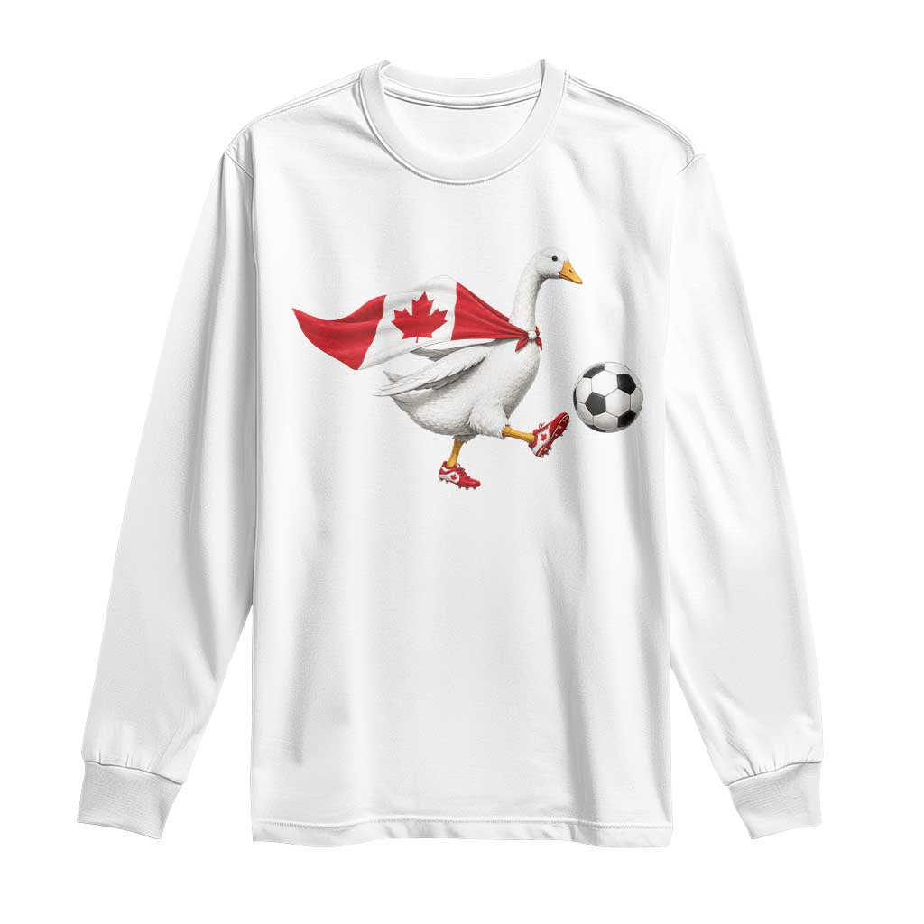 Canada Soccer Goose Long Sleeve Shirt Canadian Flag Patriotic Football Fan Graphic