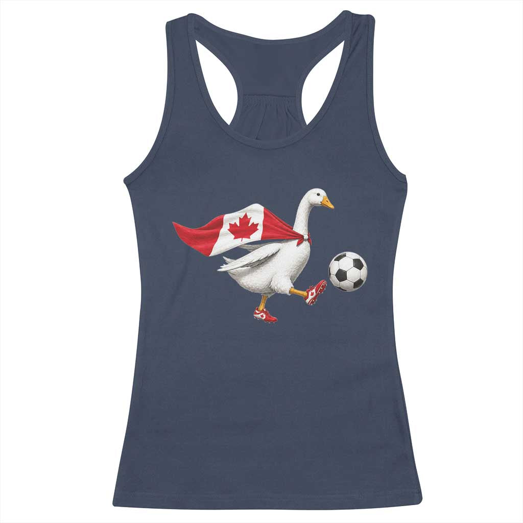 Canada Soccer Goose Racerback Tank Top Canadian Flag Patriotic Football Fan Graphic