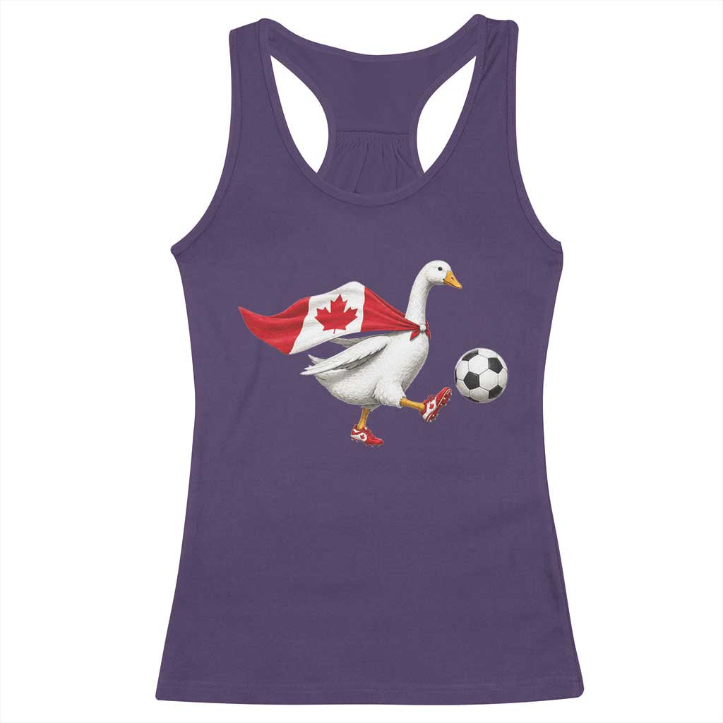 Canada Soccer Goose Racerback Tank Top Canadian Flag Patriotic Football Fan Graphic