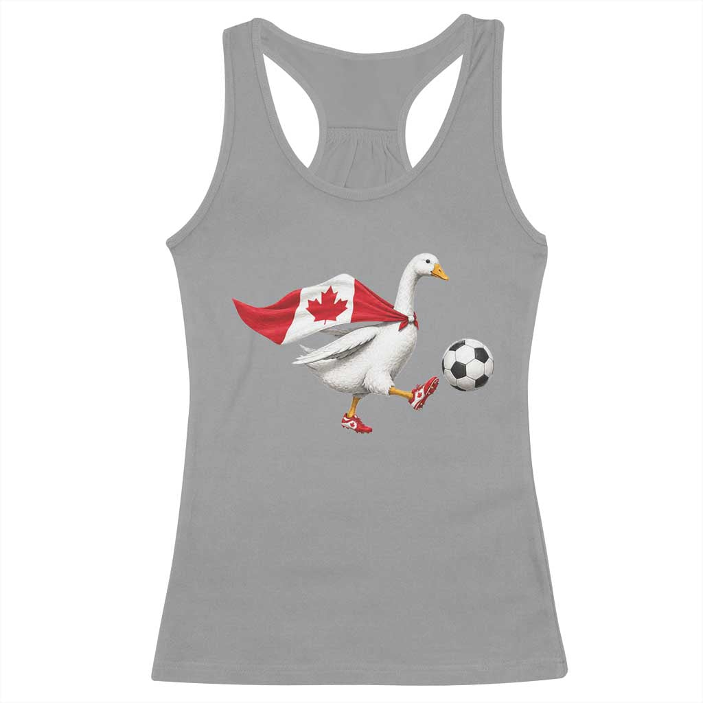 Canada Soccer Goose Racerback Tank Top Canadian Flag Patriotic Football Fan Graphic