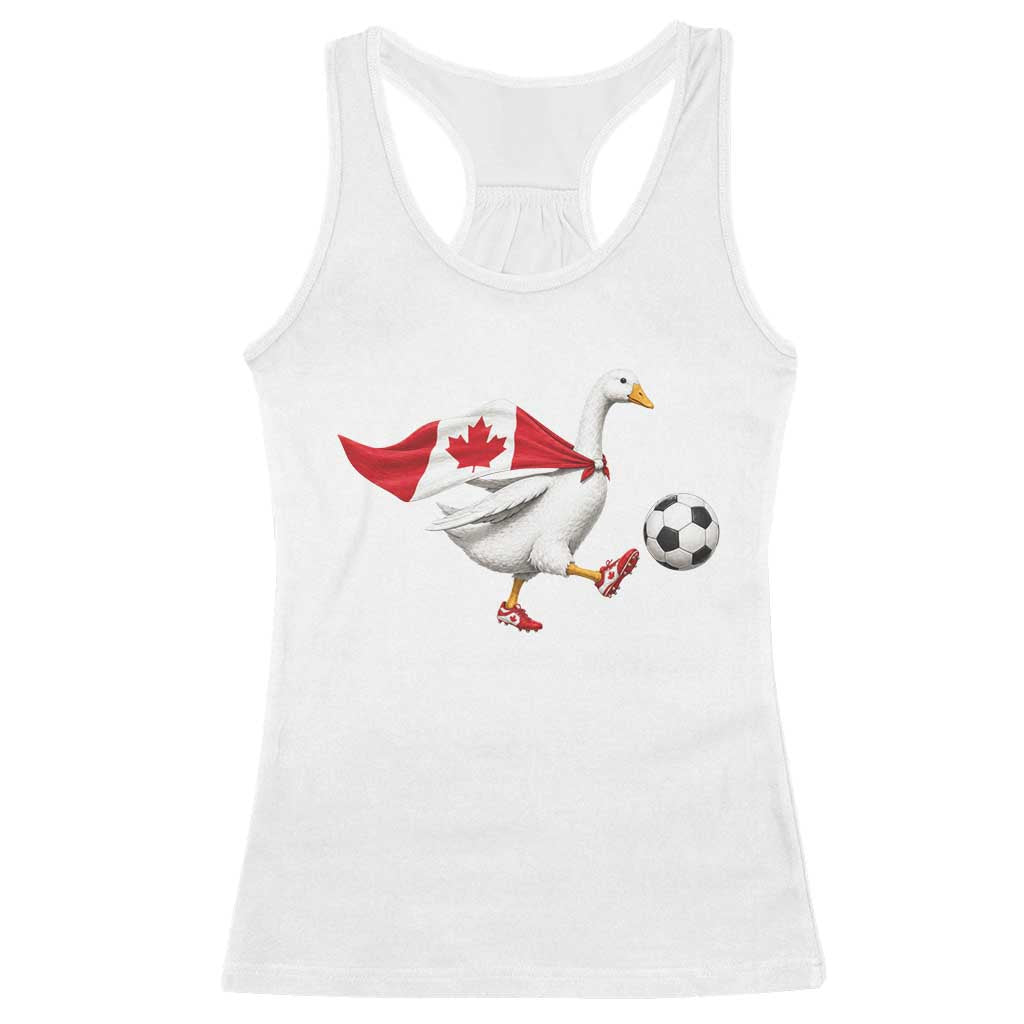 Canada Soccer Goose Racerback Tank Top Canadian Flag Patriotic Football Fan Graphic