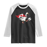 Canada Soccer Goose Raglan Shirt Canadian Flag Patriotic Football Fan Graphic