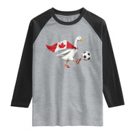 Canada Soccer Goose Raglan Shirt Canadian Flag Patriotic Football Fan Graphic