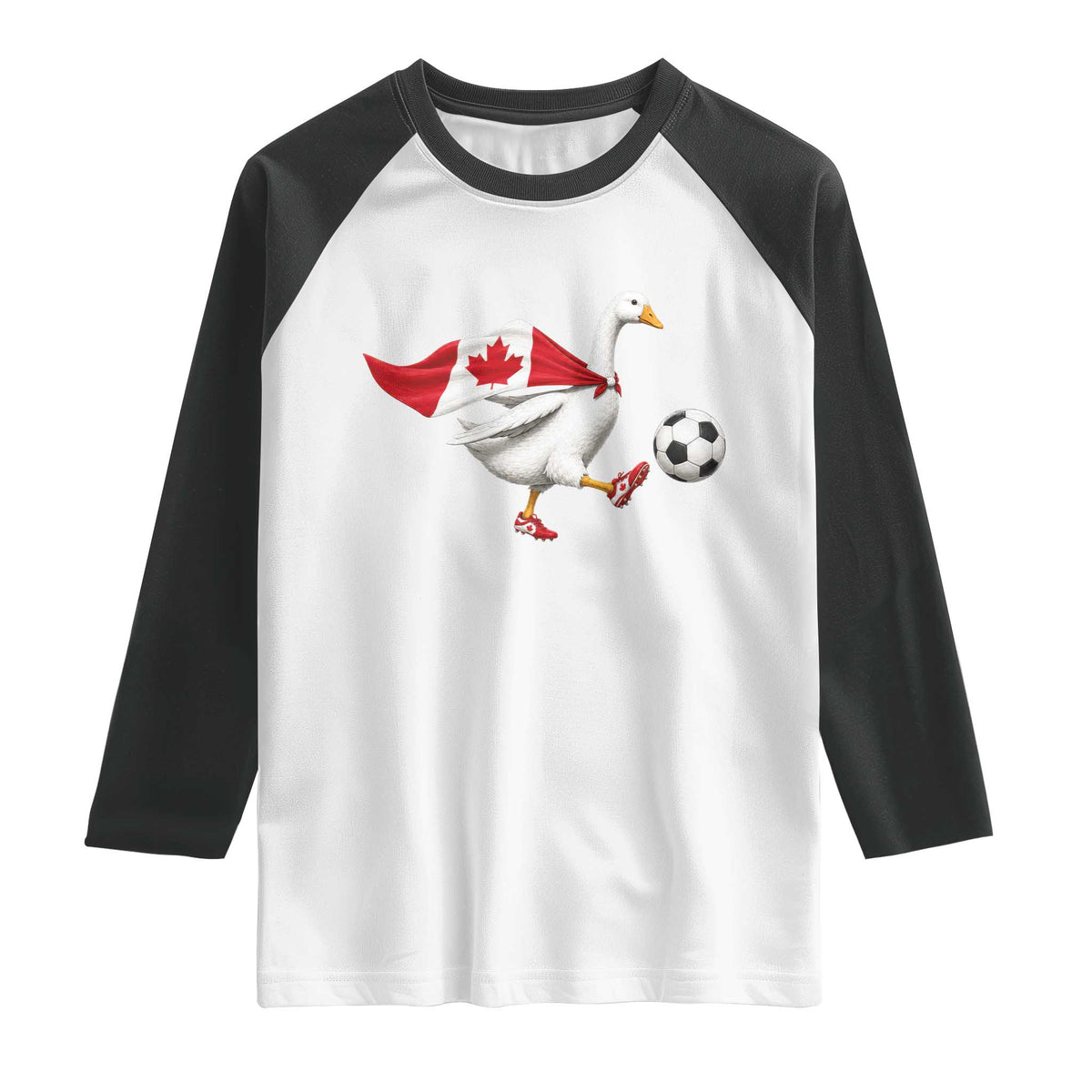 Canada Soccer Goose Raglan Shirt Canadian Flag Patriotic Football Fan Graphic