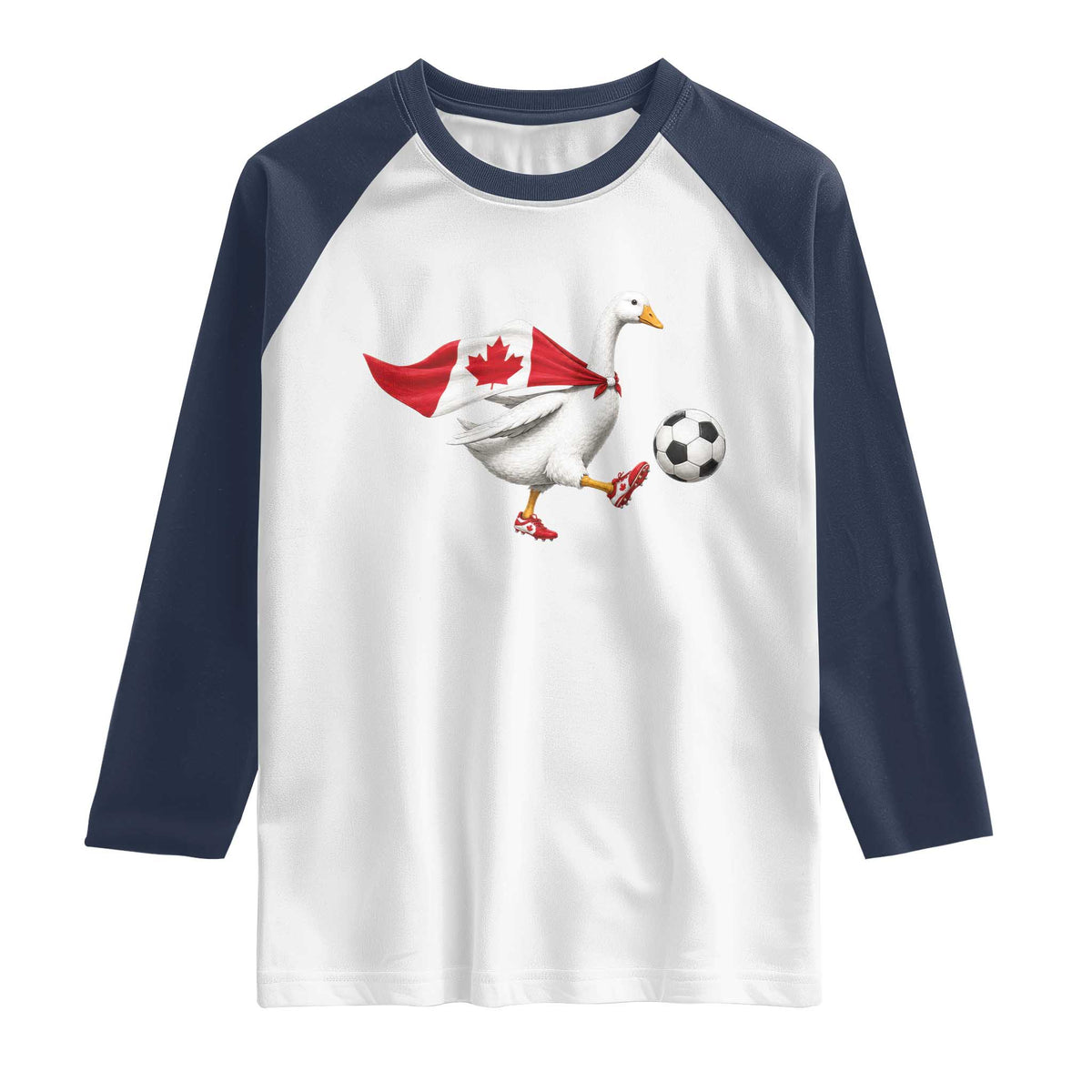 Canada Soccer Goose Raglan Shirt Canadian Flag Patriotic Football Fan Graphic
