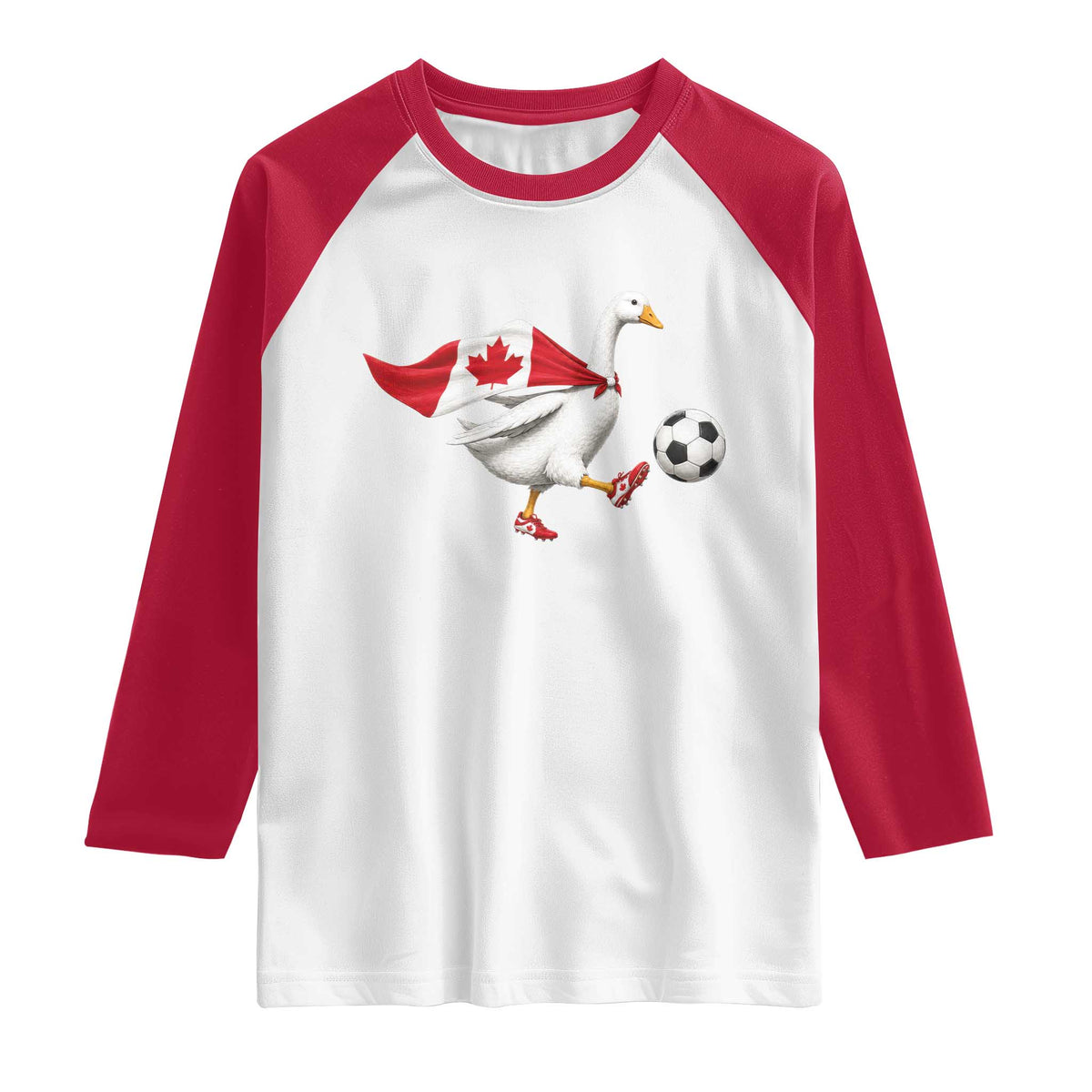 Canada Soccer Goose Raglan Shirt Canadian Flag Patriotic Football Fan Graphic