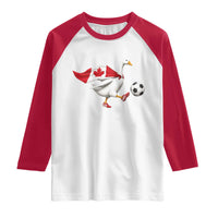 Canada Soccer Goose Raglan Shirt Canadian Flag Patriotic Football Fan Graphic