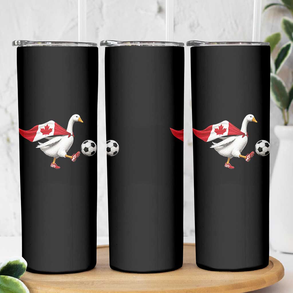 Canada Soccer Goose Skinny Tumbler Canadian Flag Patriotic Football Fan Graphic