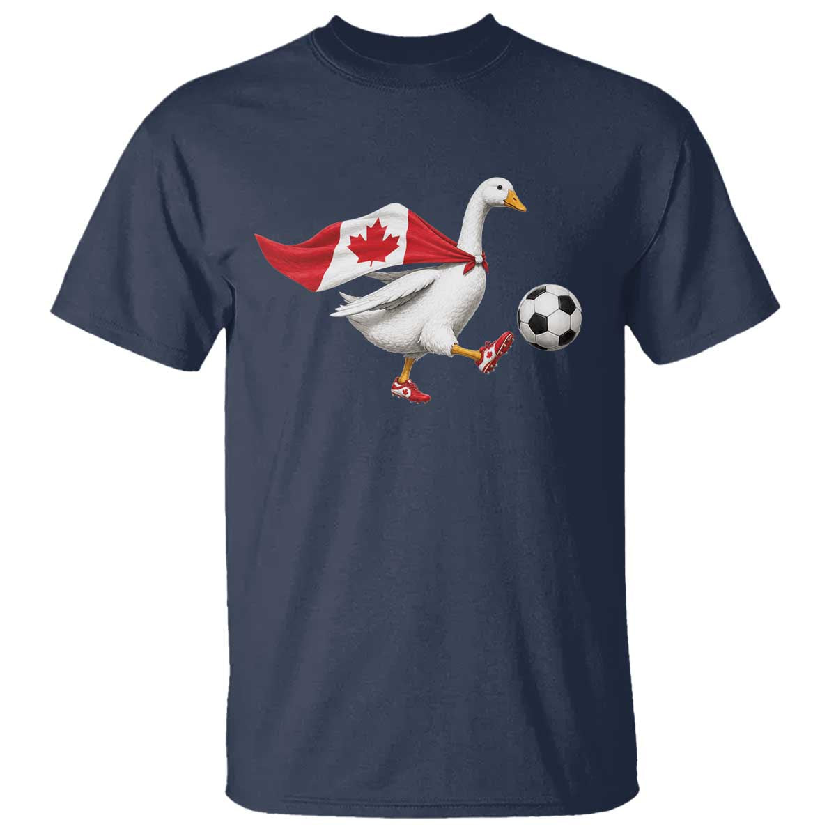Canada Soccer Goose T Shirt Canadian Flag Patriotic Football Fan Graphic
