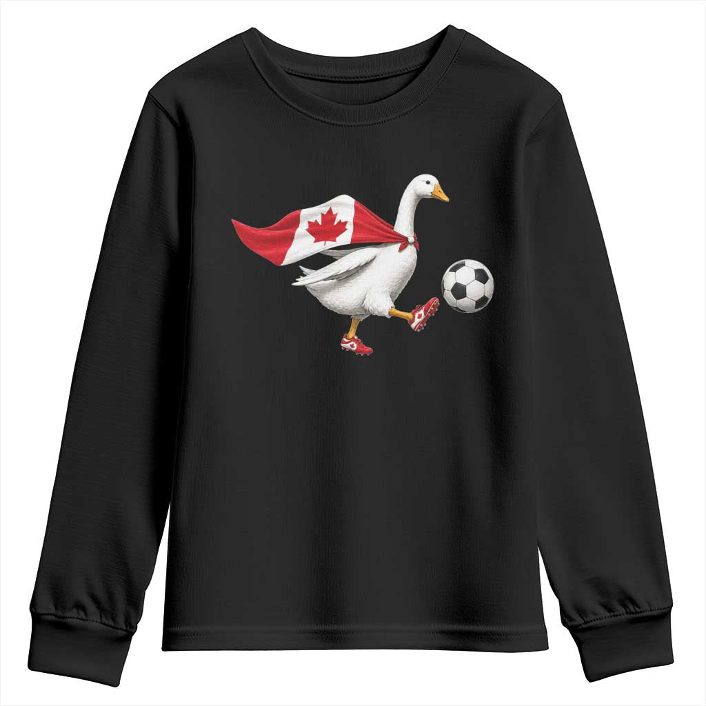 Canada Soccer Goose Youth Sweatshirt Canadian Flag Patriotic Football Fan Graphic