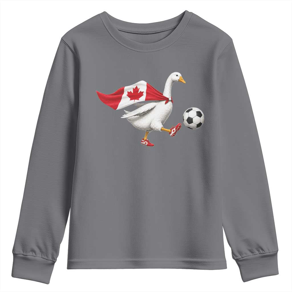 Canada Soccer Goose Youth Sweatshirt Canadian Flag Patriotic Football Fan Graphic