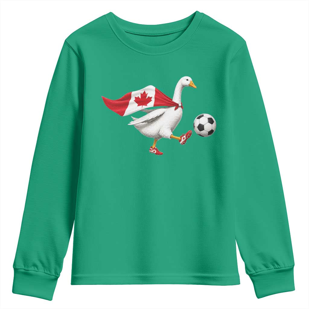 Canada Soccer Goose Youth Sweatshirt Canadian Flag Patriotic Football Fan Graphic