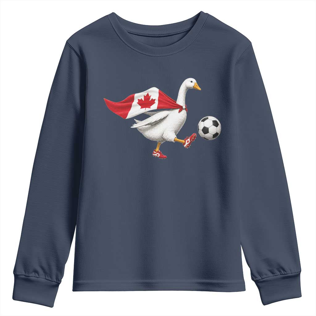Canada Soccer Goose Youth Sweatshirt Canadian Flag Patriotic Football Fan Graphic