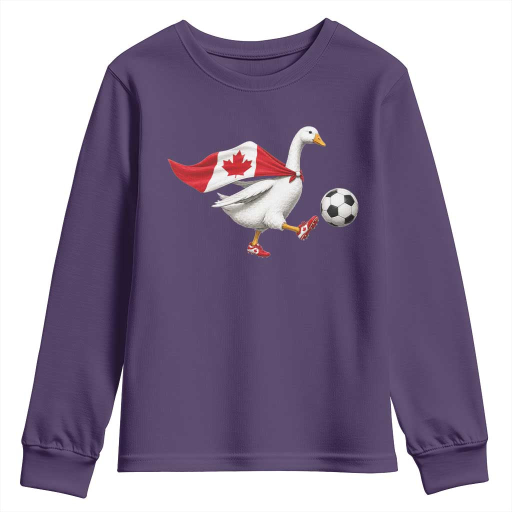 Canada Soccer Goose Youth Sweatshirt Canadian Flag Patriotic Football Fan Graphic