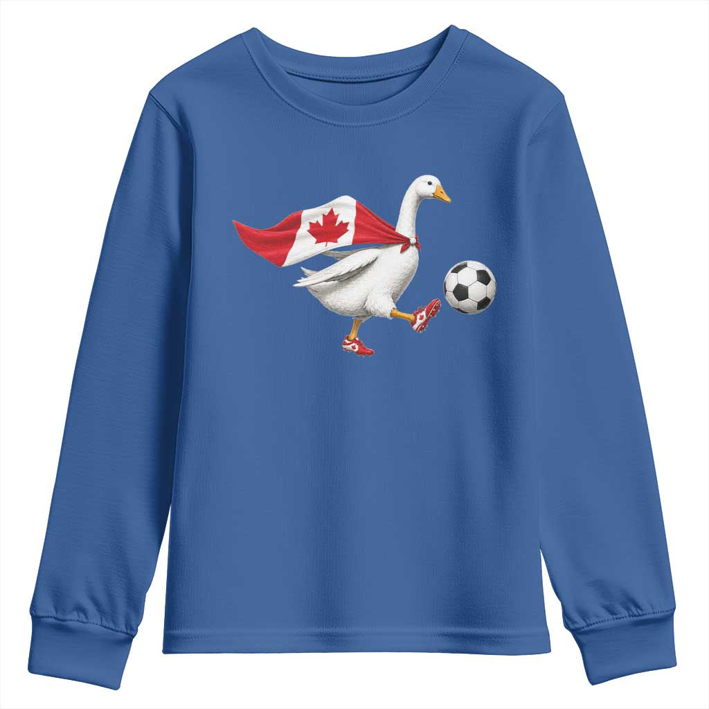 Canada Soccer Goose Youth Sweatshirt Canadian Flag Patriotic Football Fan Graphic