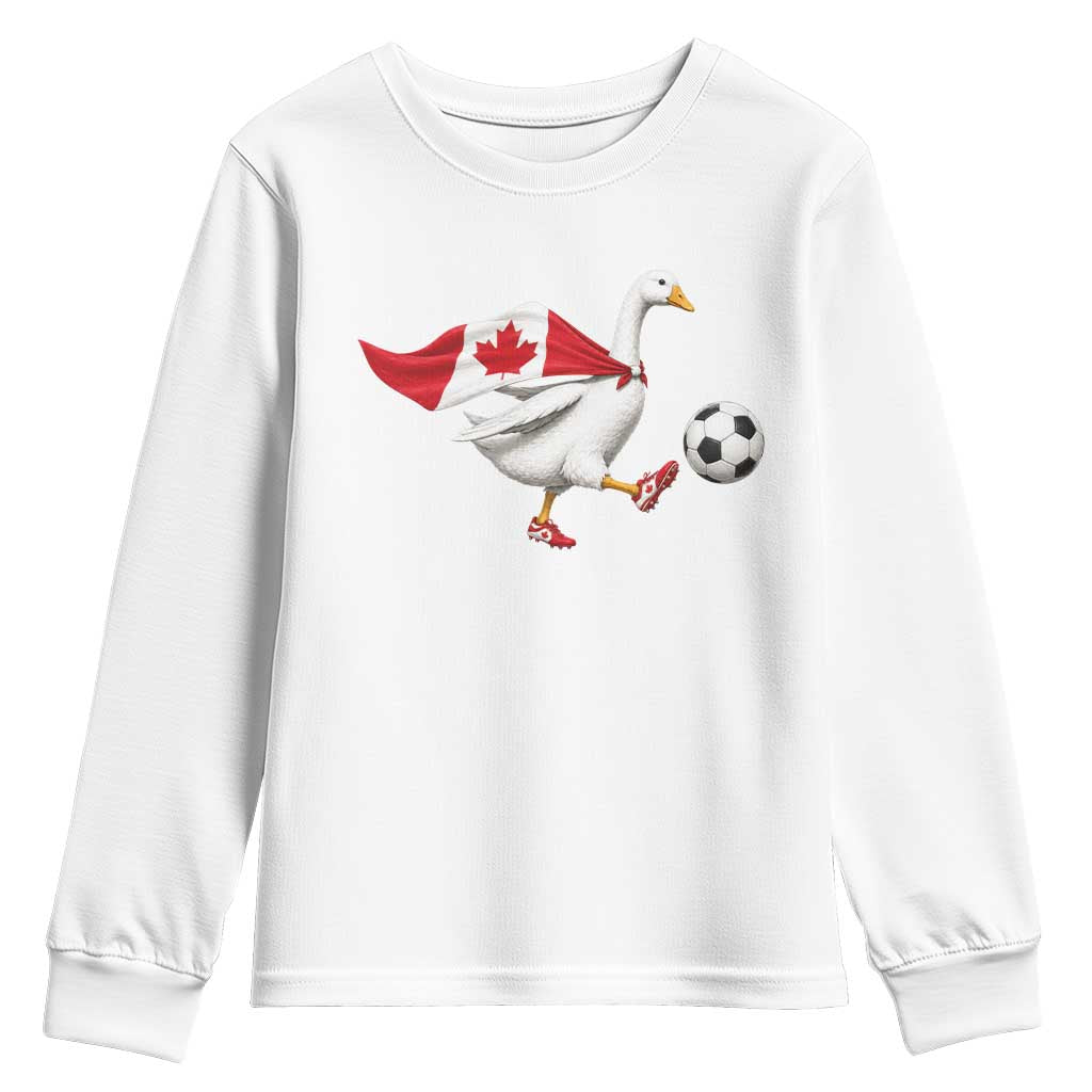 Canada Soccer Goose Youth Sweatshirt Canadian Flag Patriotic Football Fan Graphic