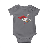 Morocco Soccer Baby Onesie Funny Goose Wearing Moroccan Flag Patriotic Football Fan Graphic