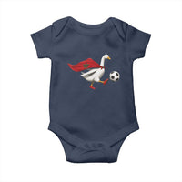 Morocco Soccer Baby Onesie Funny Goose Wearing Moroccan Flag Patriotic Football Fan Graphic
