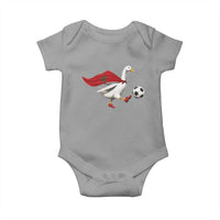 Morocco Soccer Baby Onesie Funny Goose Wearing Moroccan Flag Patriotic Football Fan Graphic