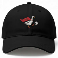 Morocco Soccer Baseball Cap Funny Goose Wearing Moroccan Flag Patriotic Football Fan Graphic