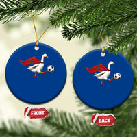 Morocco Soccer Ceramic Ornament Funny Goose Wearing Moroccan Flag Patriotic Football Fan Graphic