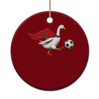 Morocco Soccer Ceramic Ornament Funny Goose Wearing Moroccan Flag Patriotic Football Fan Graphic